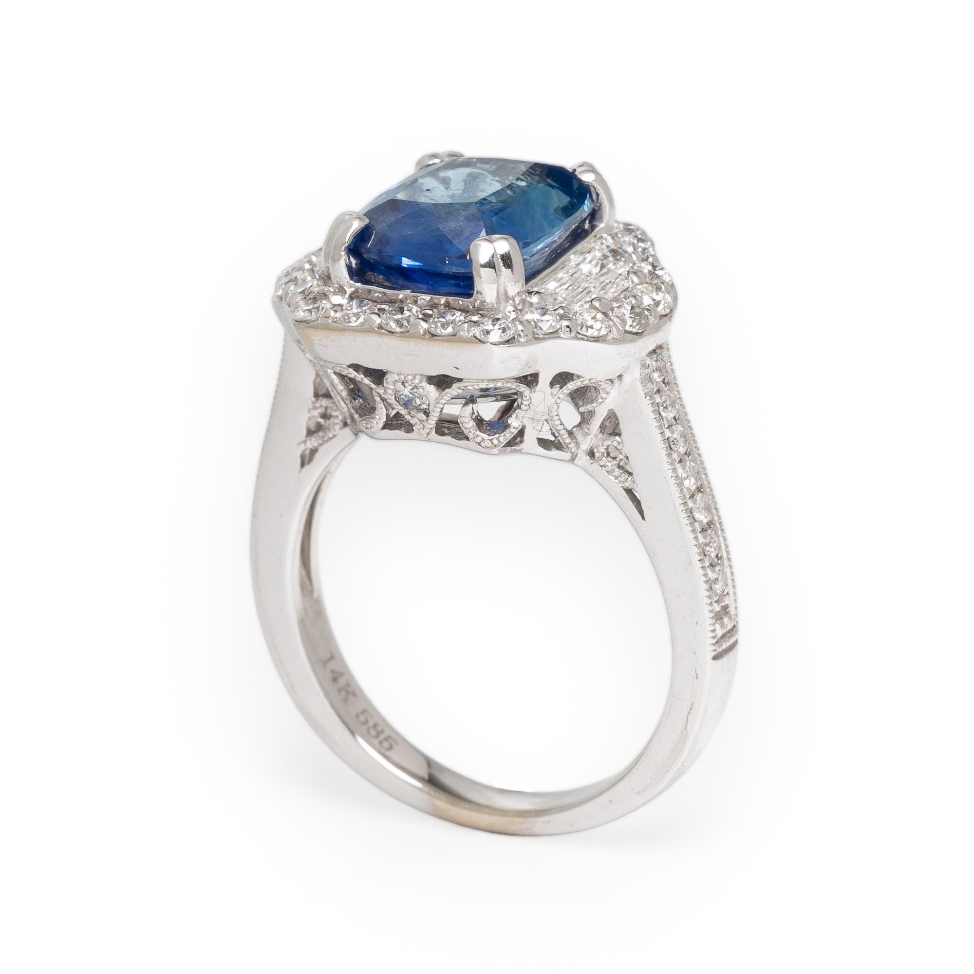 Ceylon Sapphire, Diamond, and White Gold Ring