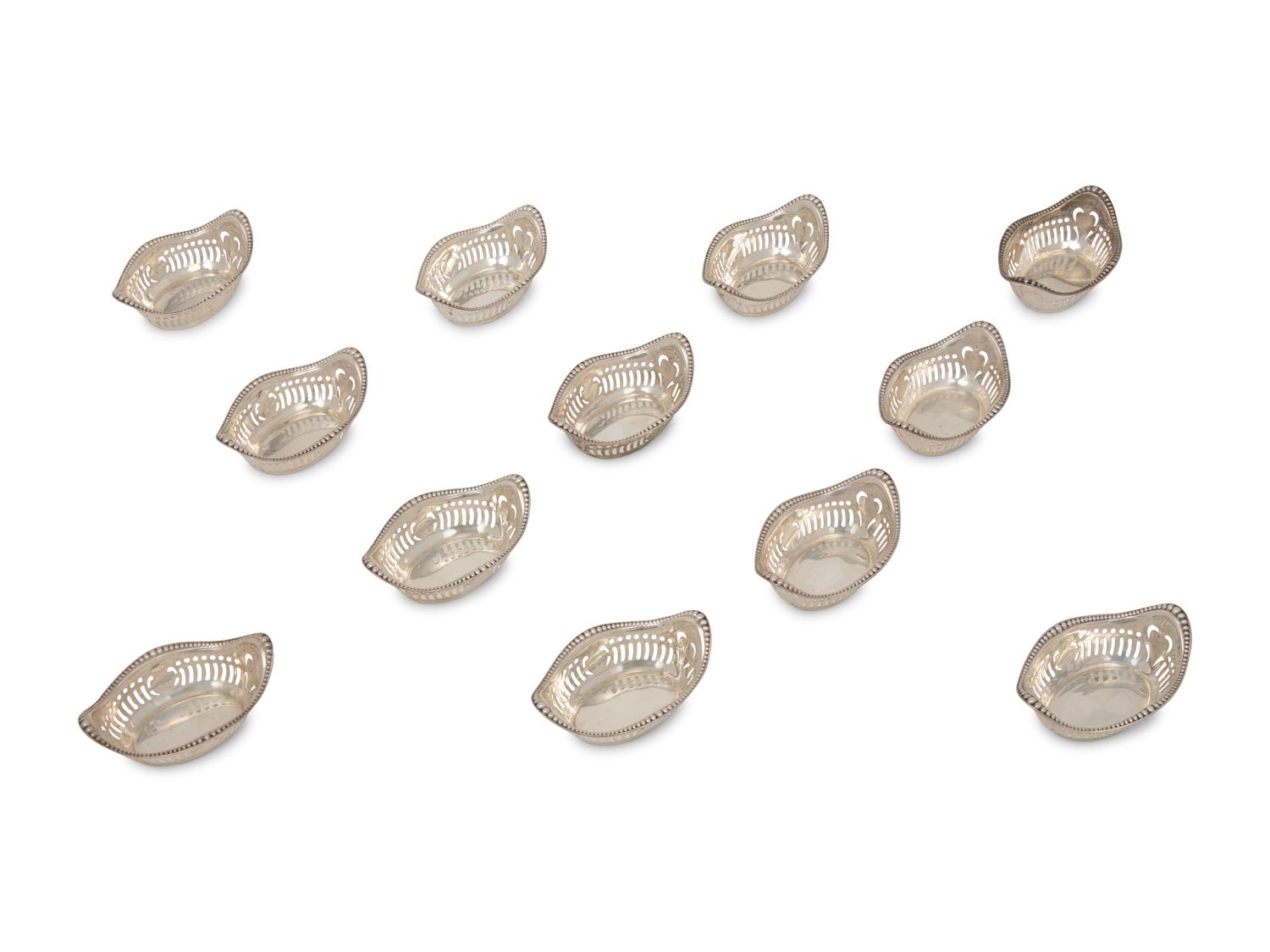 A Set of Twelve American Silver Nut Dishes
