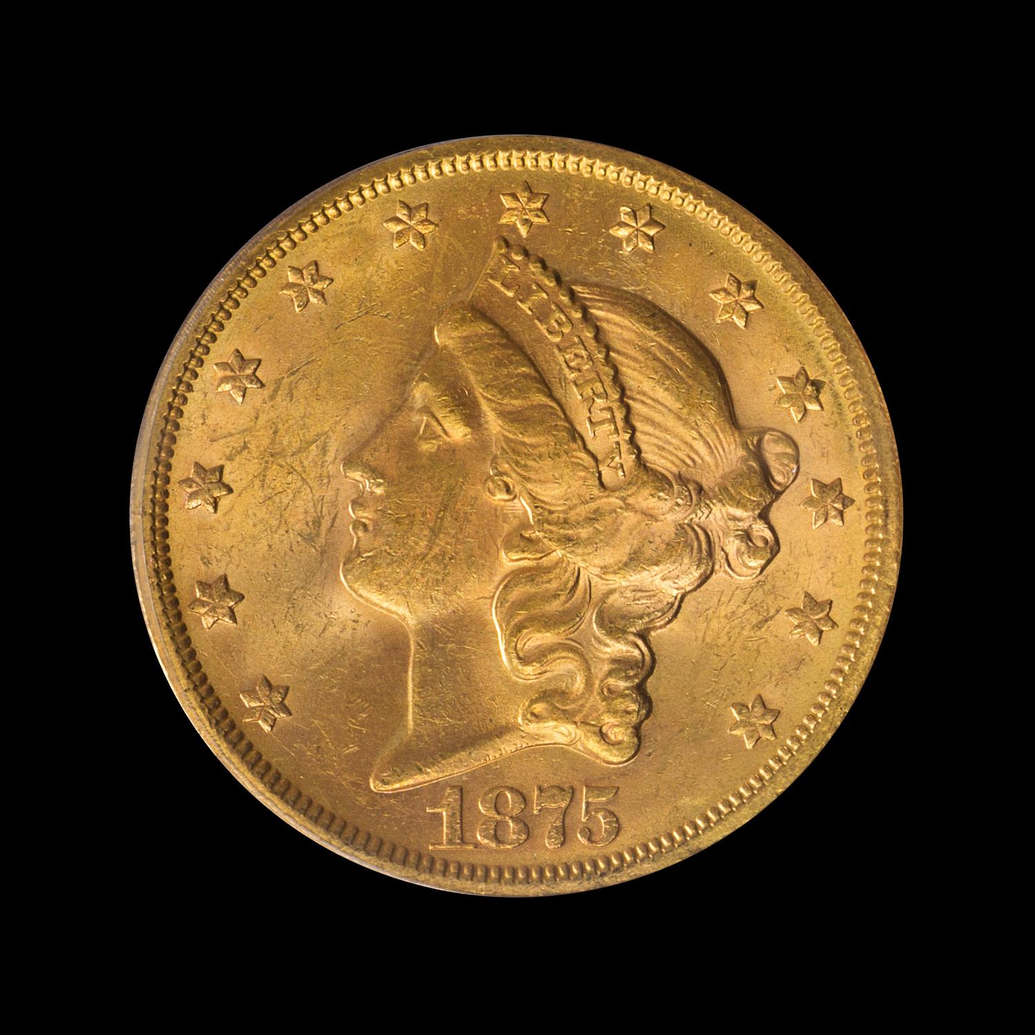 A United States 1875-S Liberty Head $20 Gold Coin
