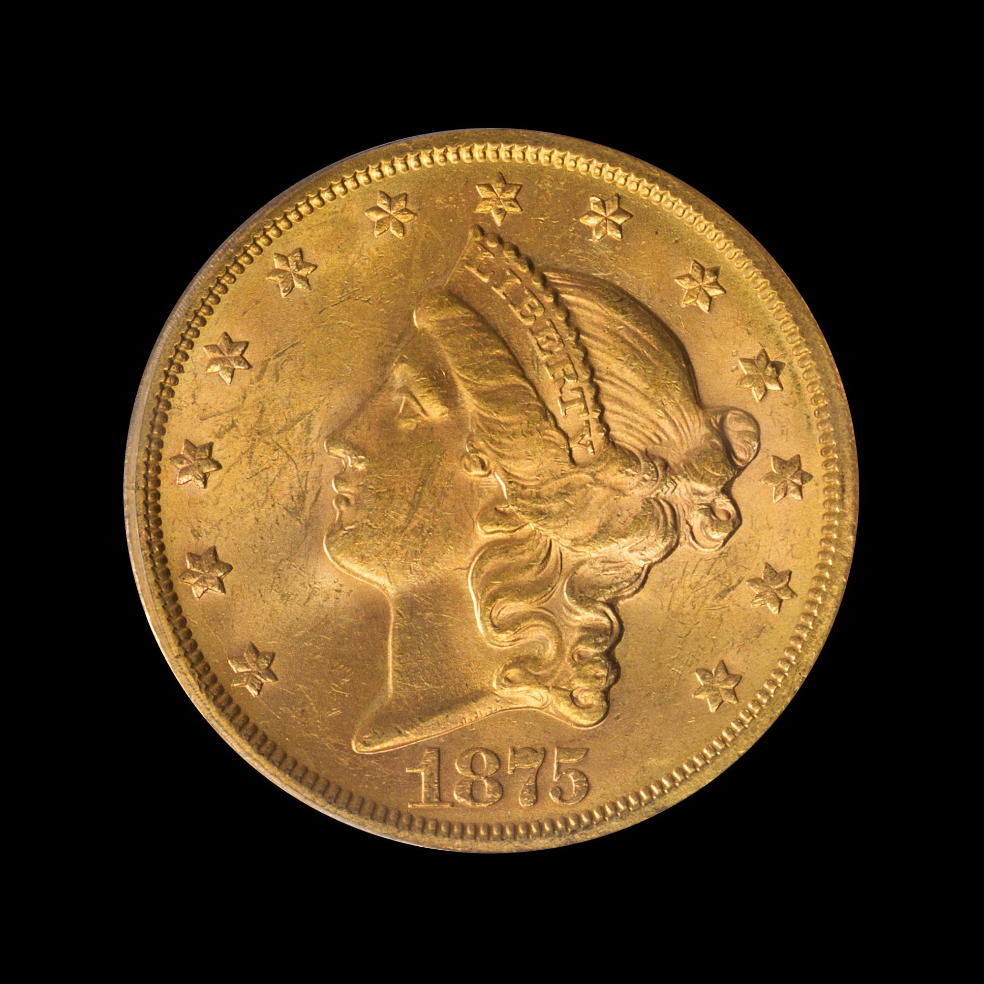 A United States 1875-S Liberty Head $20 Gold Coin
