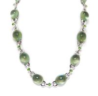 An 18 Karat White Gold, Prehnite, Green Tsavorite Garnet and Diamond Demi Parure, 65.40 dwts.