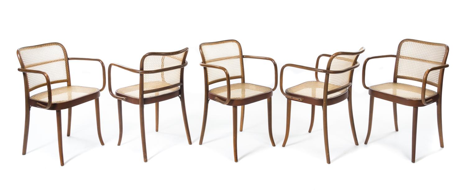 Josef Hoffmann (Austrian, 1870-1956), STENDIG, a set of eight Prague 811 armchairs