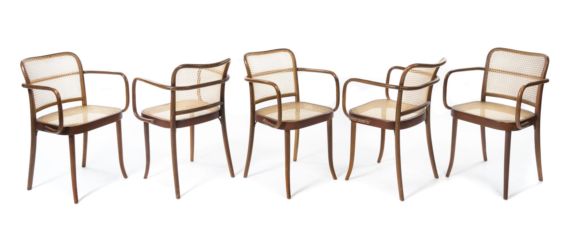 Josef Hoffmann (Austrian, 1870-1956), STENDIG, a set of eight Prague 811 armchairs