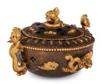 A Chinese Bronze Censer with Dragon Handles