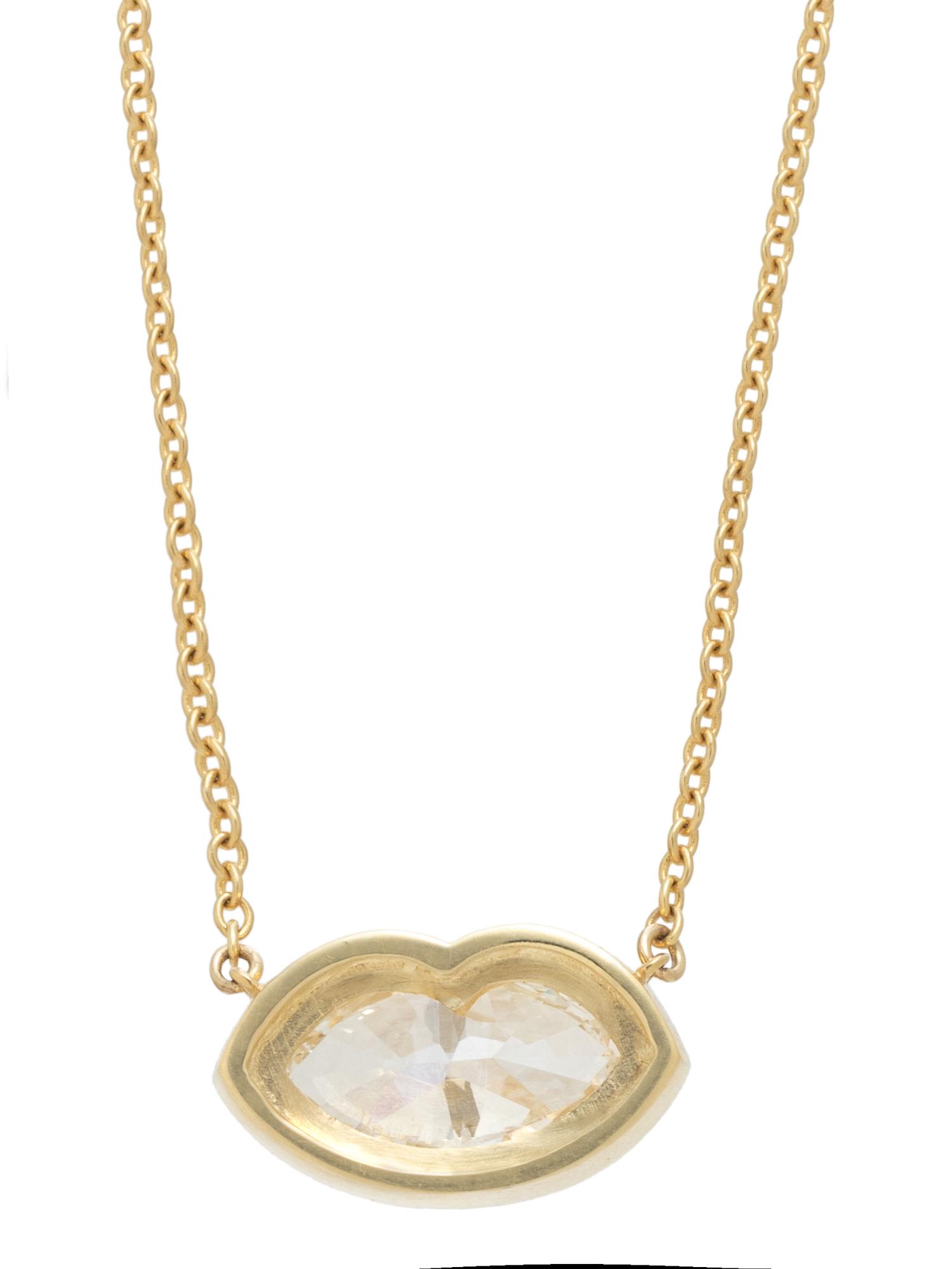 DIAMOND AND ENAMEL LIPS NECKLACE