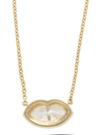 DIAMOND AND ENAMEL LIPS NECKLACE