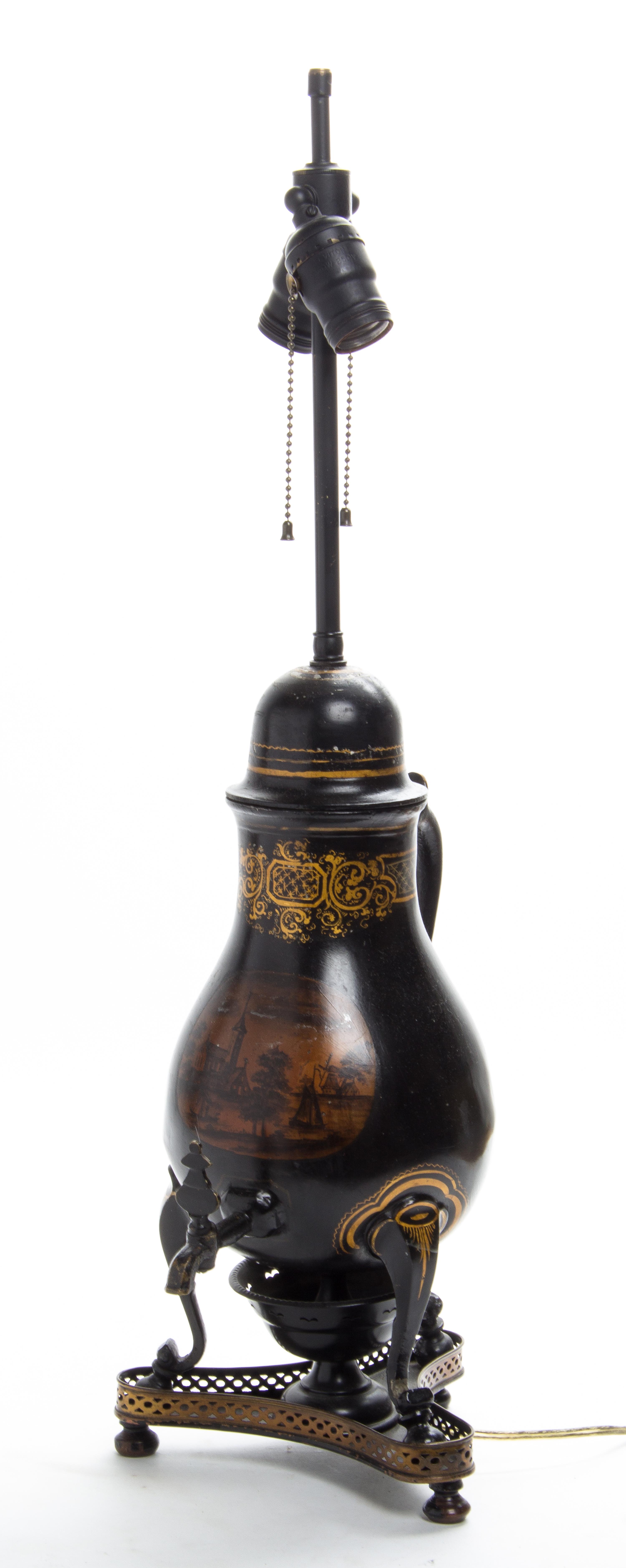 An English Tole Tea Urn Height overall 27 inches. — 19TH CENTURY