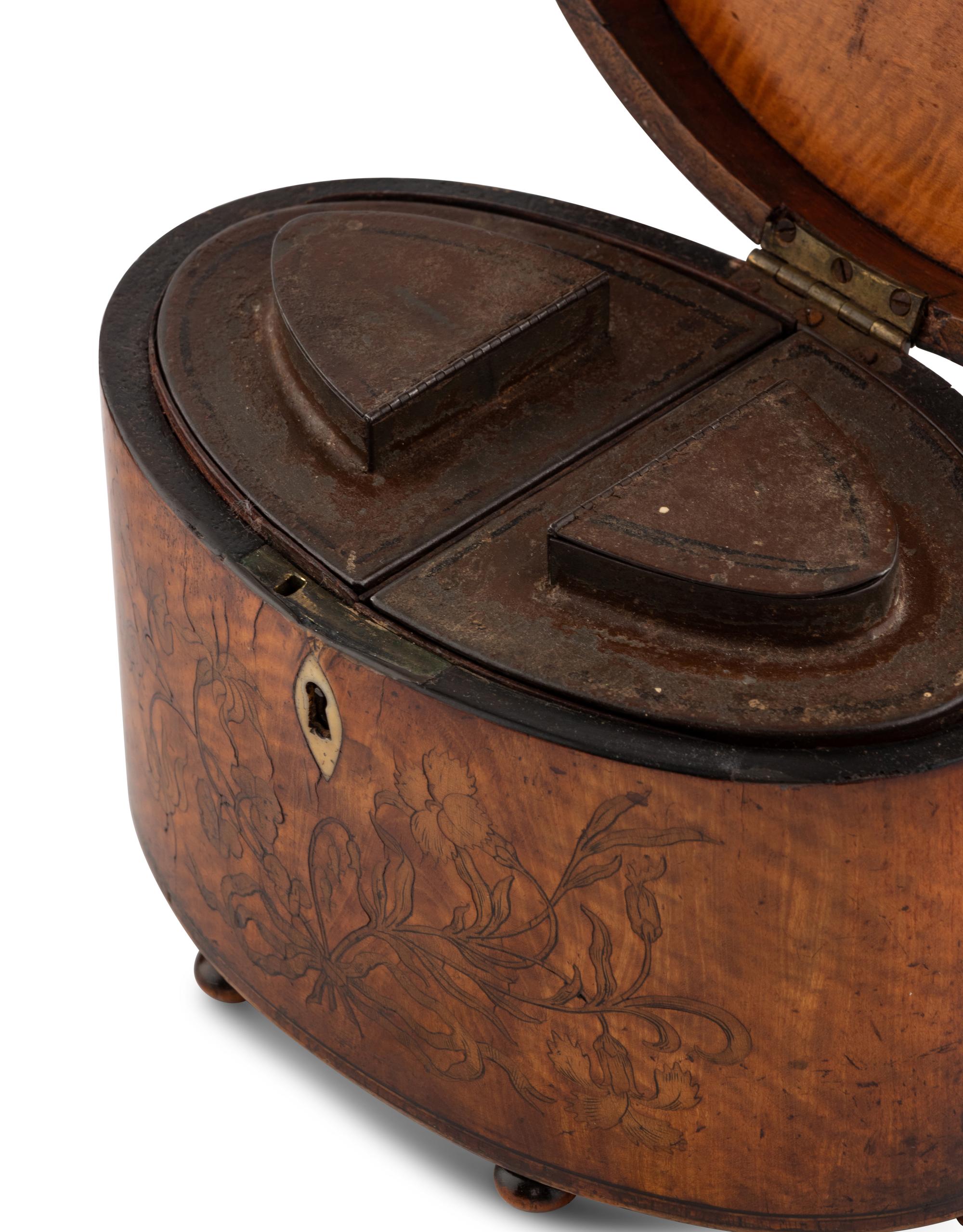 A Group of Three George III Marquetry Tea Caddies
