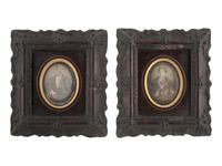 [EARLY PHOTOG.]. 13 daguerreotypes in rectangular wall frames, some with French Daguerreian labels.