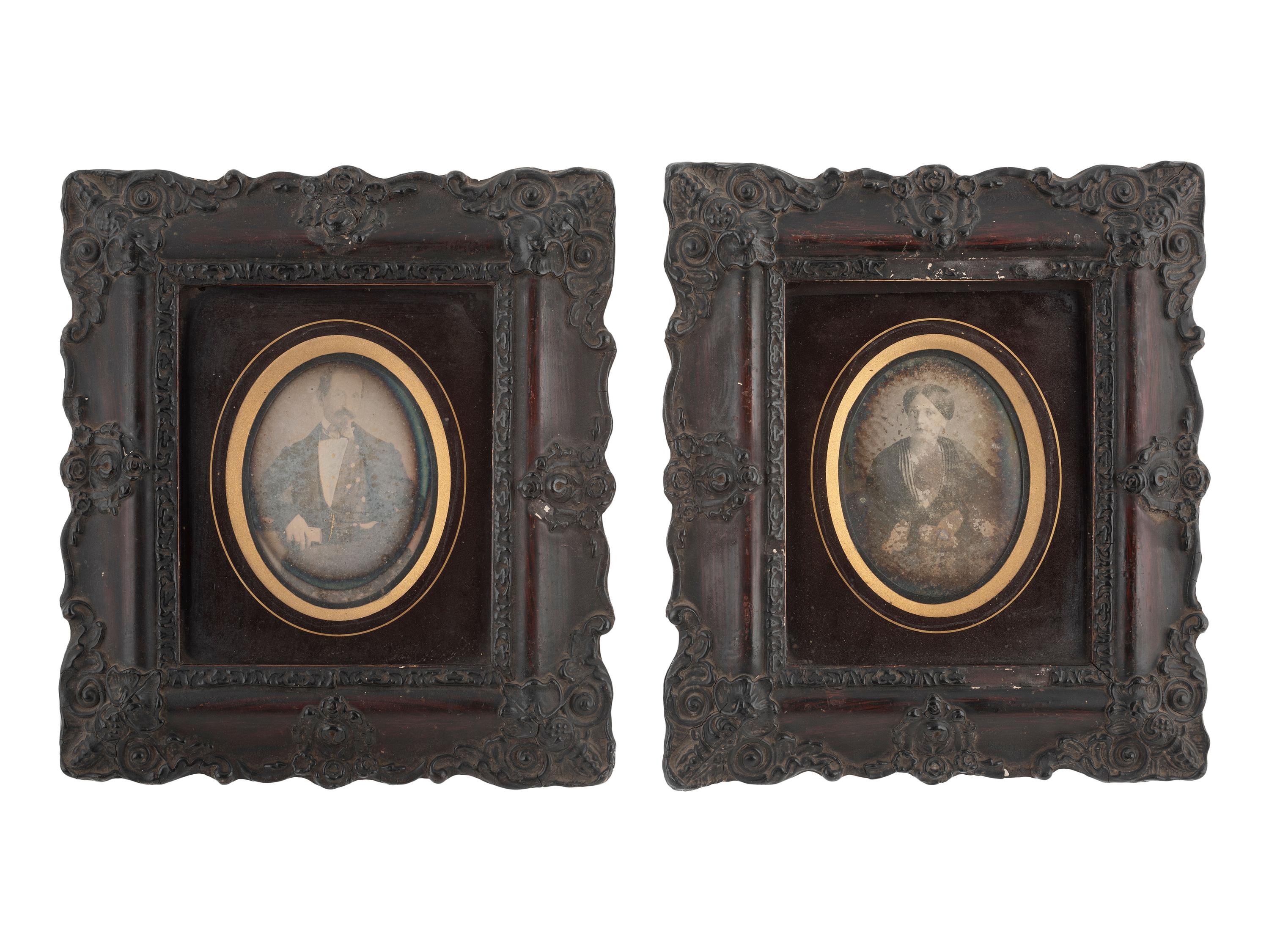 [EARLY PHOTOG.]. 13 daguerreotypes in rectangular wall frames, some with French Daguerreian labels.