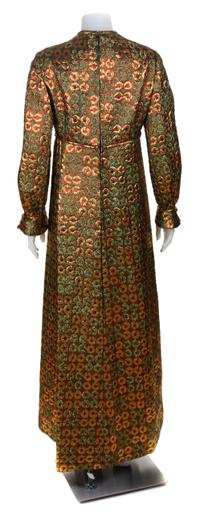 A Malcolm Starr Gold and Red Brocade Gown. Size 14.