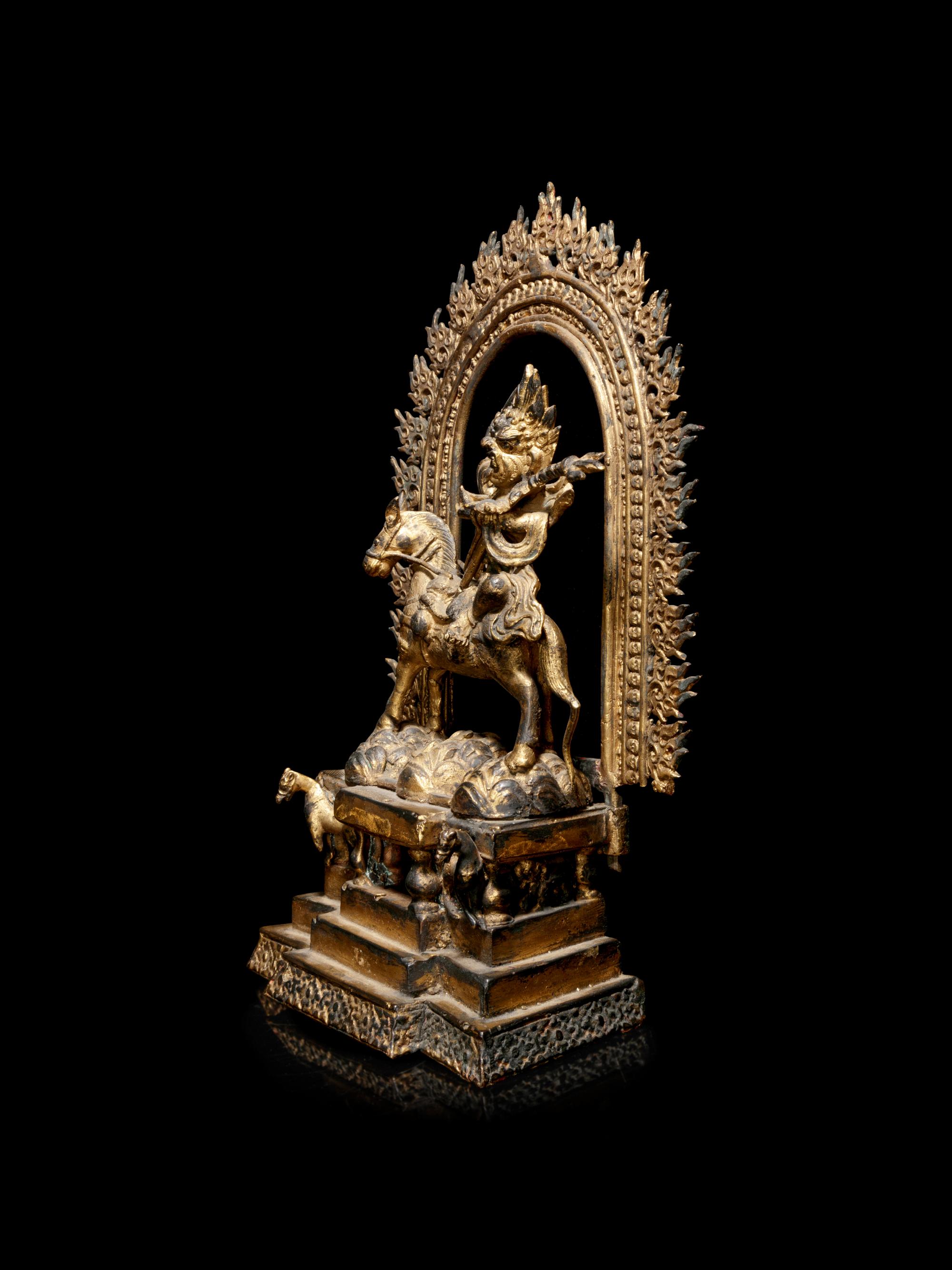 A Tibetan Gilt Bronze Figure of Palden Lhamo