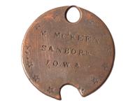 [CIVIL WAR]. Dog tag of M. Mc'Keen of Sanborn, Iowa.