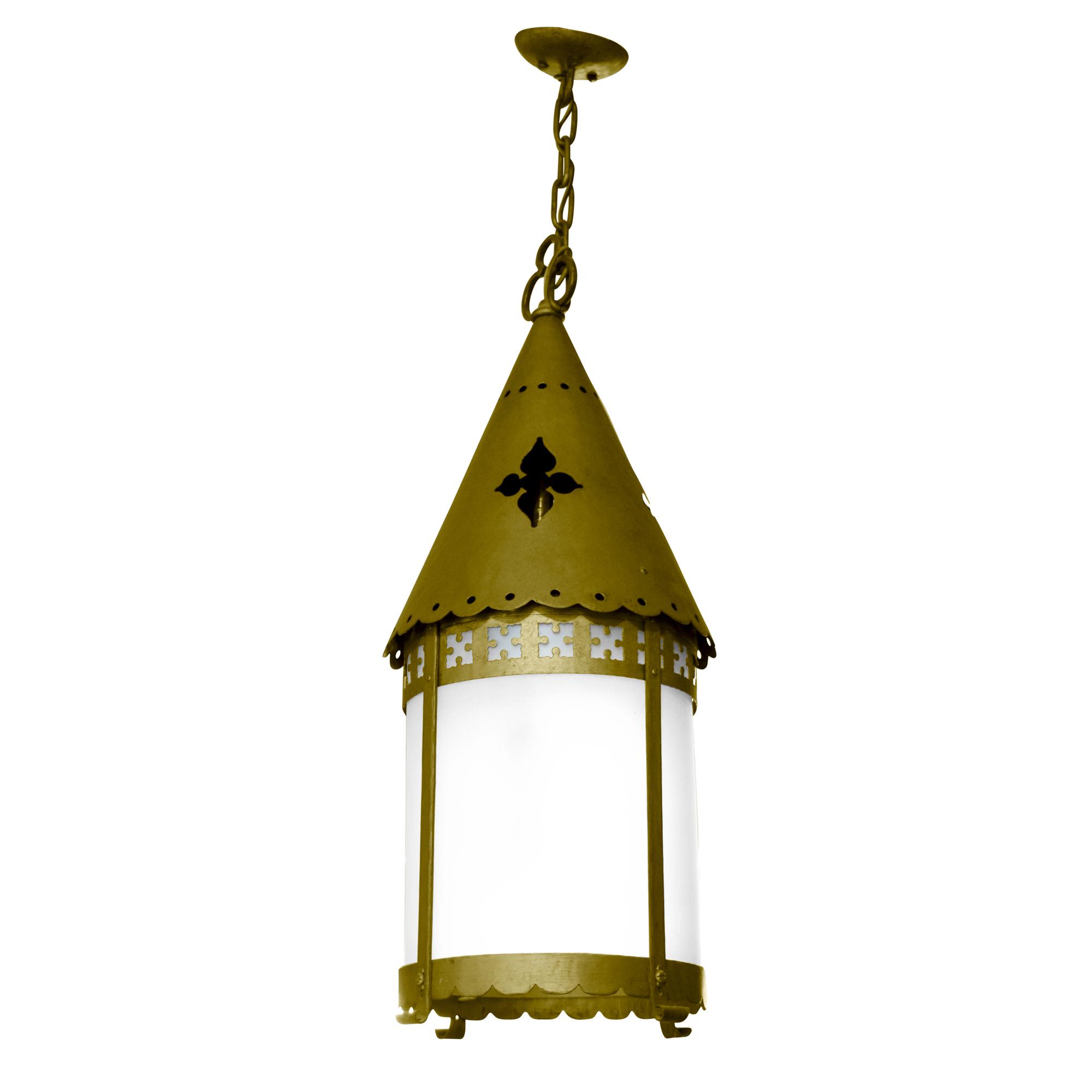 A Brass and Glass Pendant Light Fixture 14.5" W x 14.5" D x 45" H — Argentina, Circa 1920