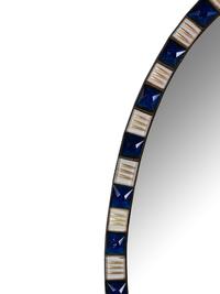 An Irish George III Cobalt and Colorless Cut Glass Oval Mirror