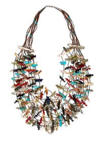 A Zuni Ten Strand Fetish Necklace Length 32 inches.