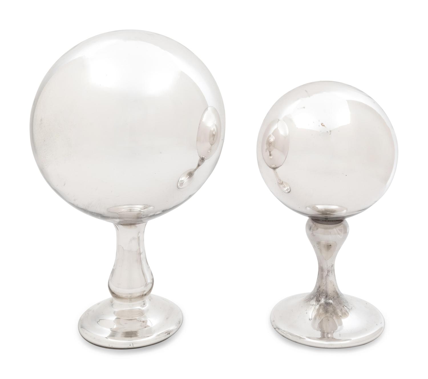 Two American Mercury Glass Orbs