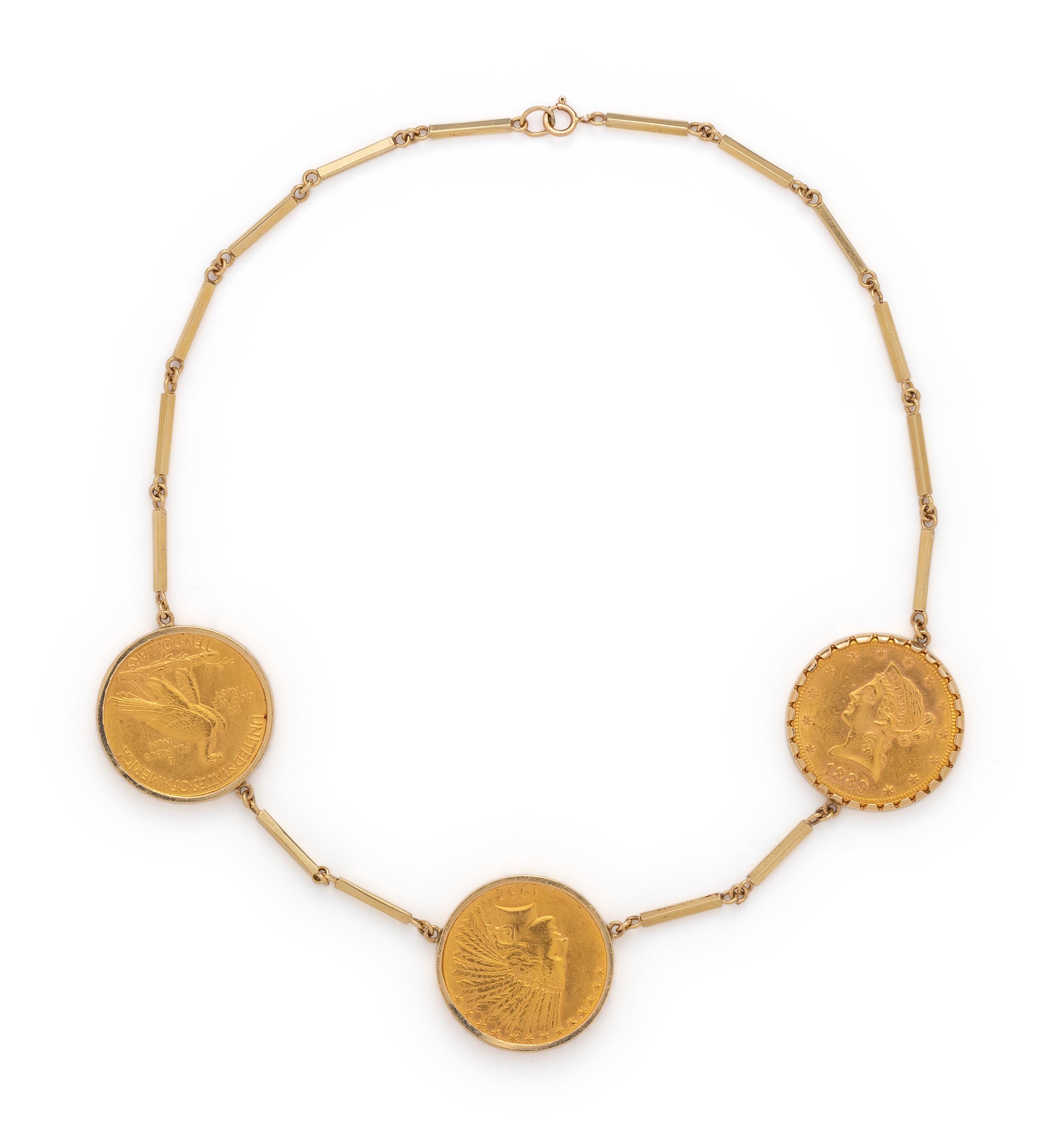 YELLOW GOLD AND COIN NECKLACE