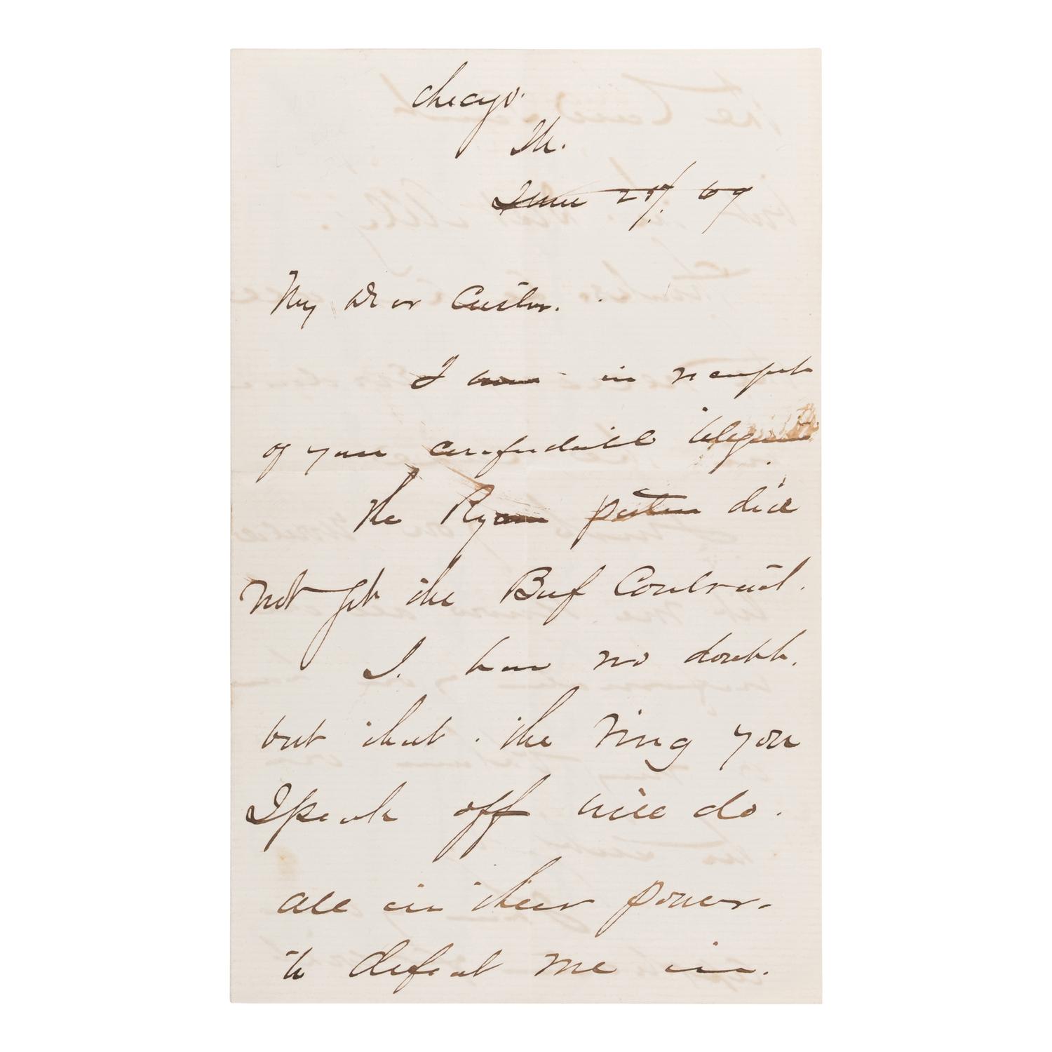 [Custer, George Armstrong, Gen. (1839-1876)]. A pair of letters from Generals Sheridan and Sherman to Custer, regarding his attempt to secure a transfer to West Point, comprising: