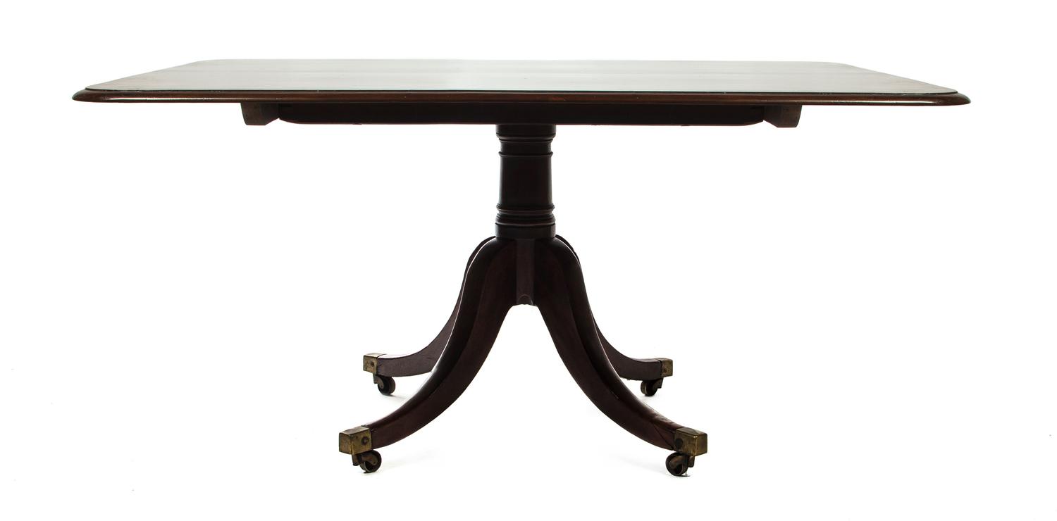 A George III Mahogany Tilt-Top Breakfast Table, Height 28 x width 45 x depth 58 1/2 inches.