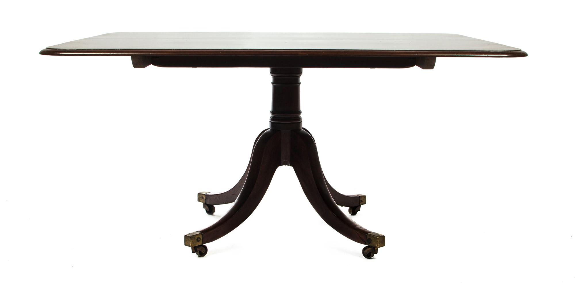 A George III Mahogany Tilt-Top Breakfast Table, Height 28 x width 45 x depth 58 1/2 inches.
