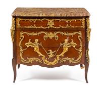 A Louis XV Style Gilt Bronze Mounted Kingwood Commode Height 35 x width 38 5/8 x depth 23 1/2 inches. — MANNER OF CHARLES CRESSENT, LATE 19TH CENTURY