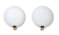 A Pair of Frosted Glass Sconces Diameter of each 15 inches. — JEAN PERZEL