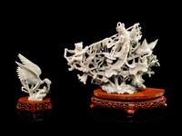 Two Chinese Pale Celadon Jadeite Carvings