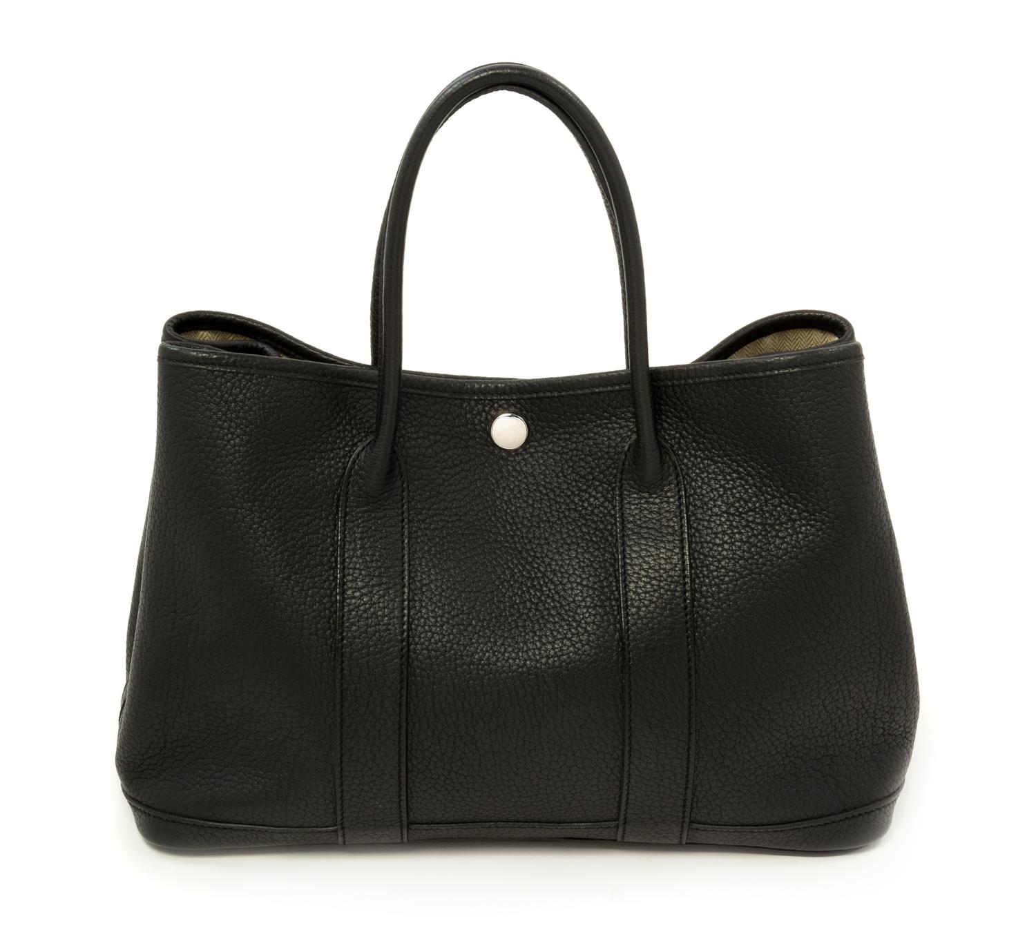 An Hermès Black Clemence TPM Garden Party Bag, 12" x 8.5" x 5".