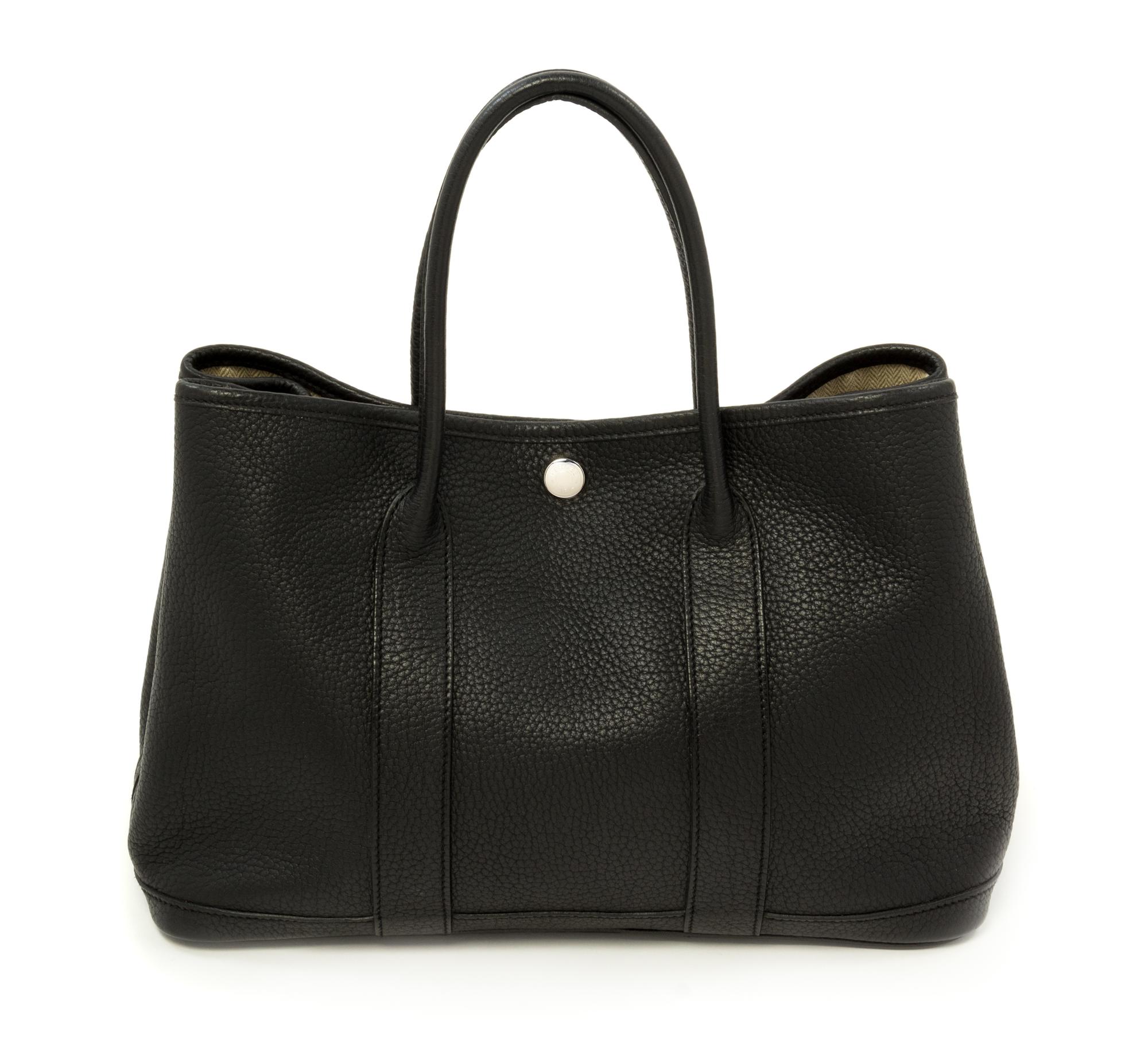 An Hermès Black Clemence TPM Garden Party Bag, 12" x 8.5" x 5".