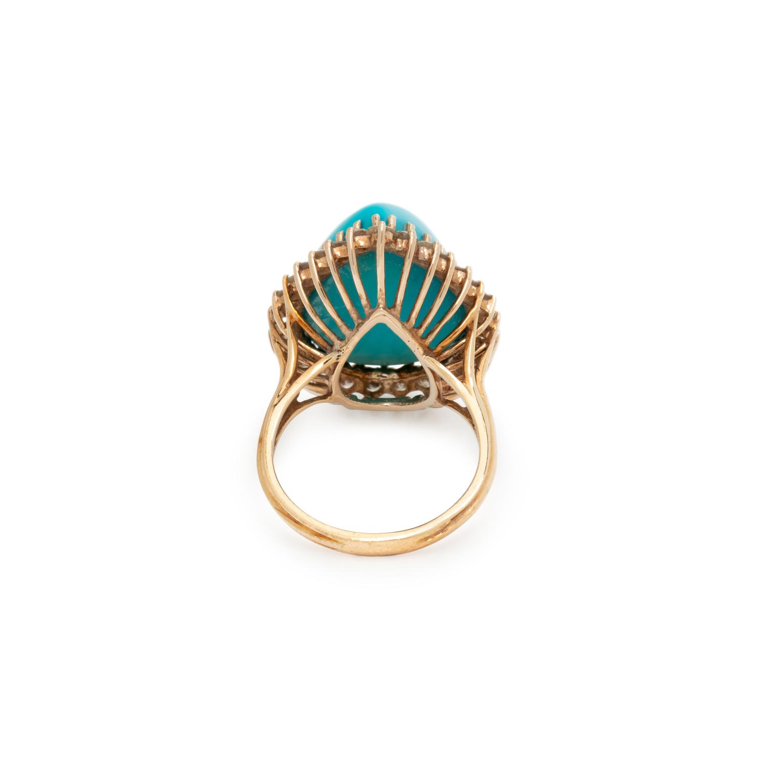 SYNTHETIC TURQUOISE AND DIAMOND RING