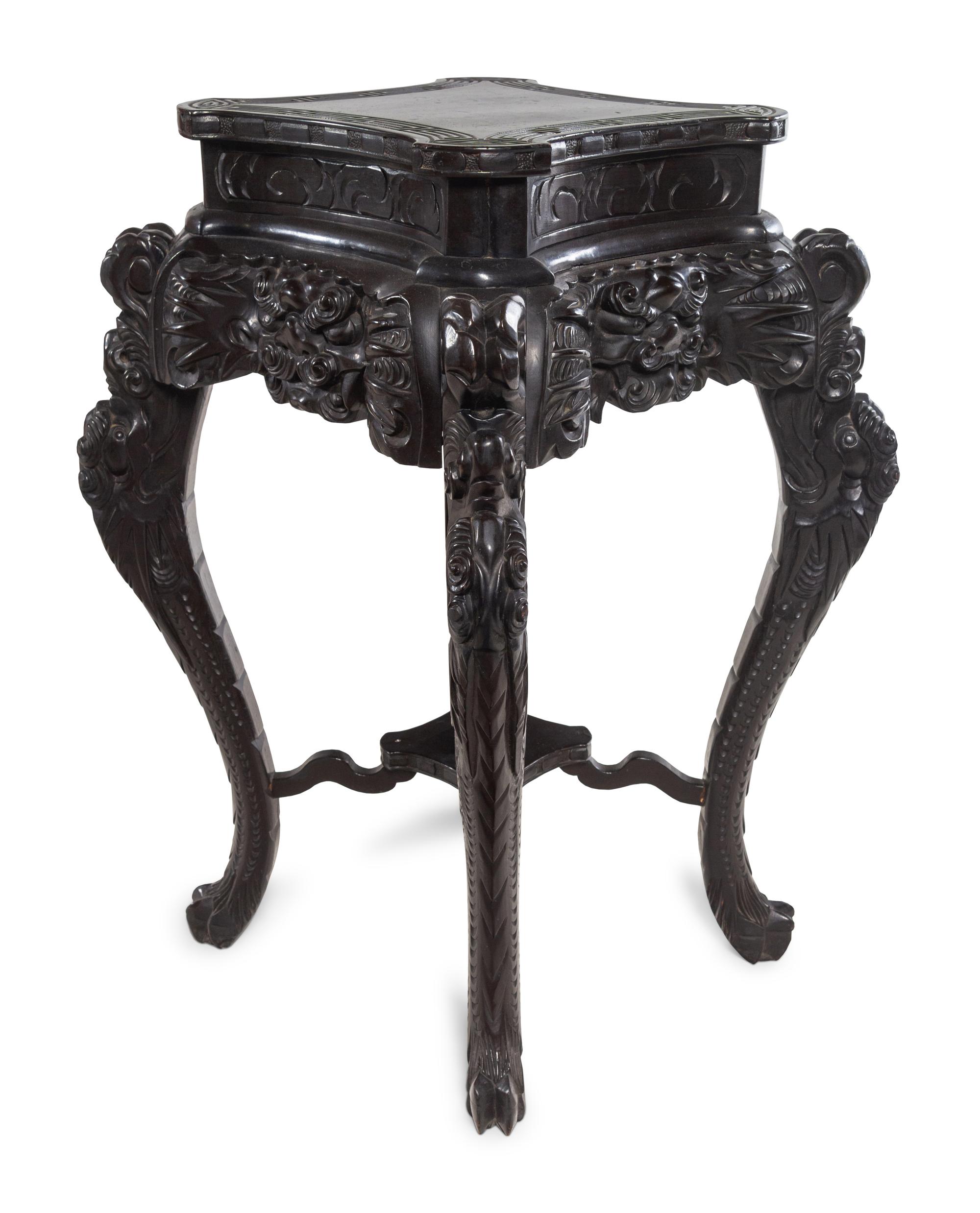 A Japanese Carved Hardwood Table