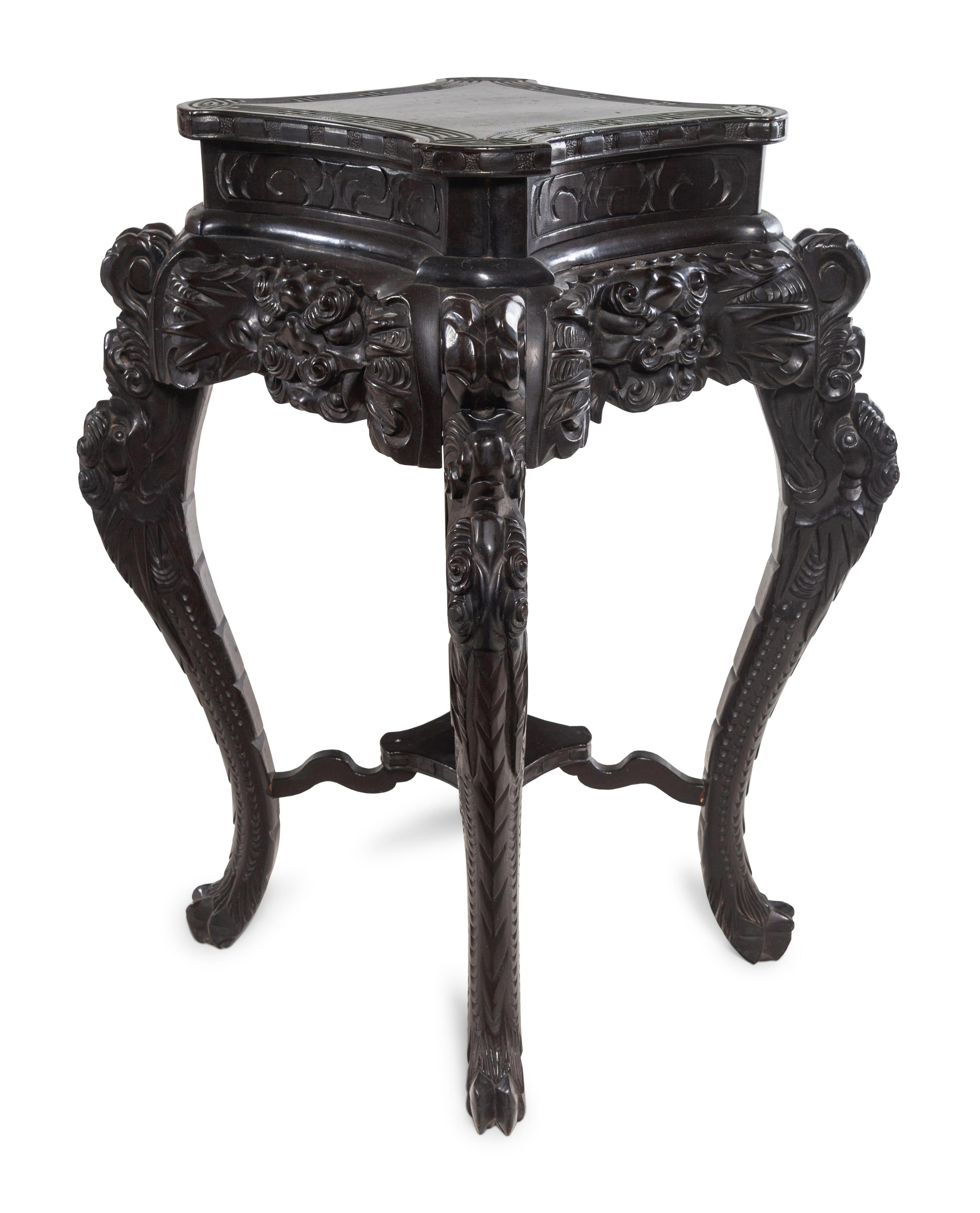 A Japanese Carved Hardwood Table