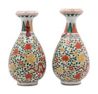 A Pair of Chinese Doucai Glazed Porcelain Vases