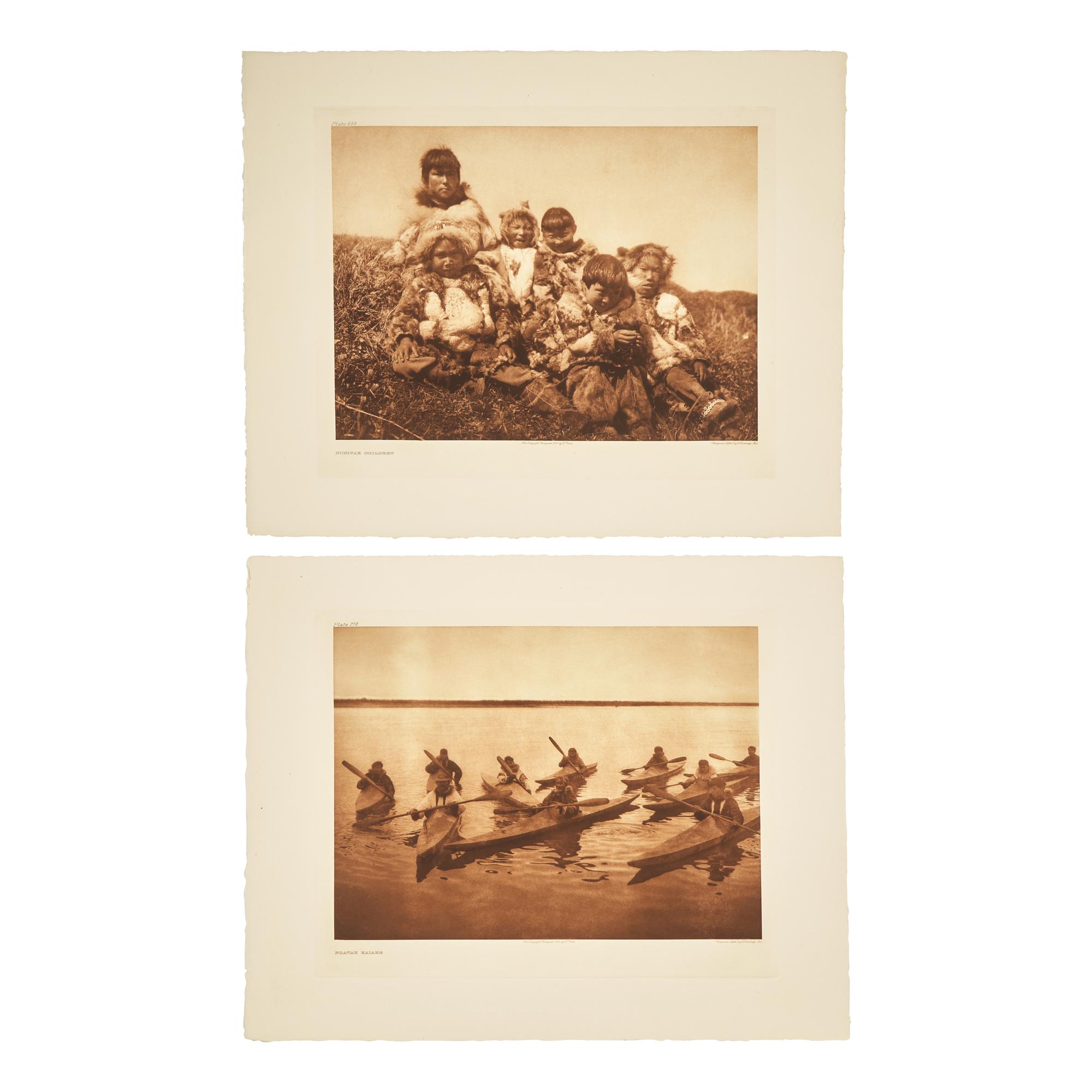 Edward Curtis (American, 1868-1952) — Nunivak Children AND Noatak Kaiaks Plates 688 and 718