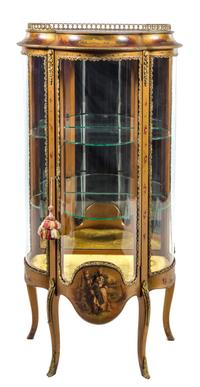 A Louis XV Style Vernis Martin Vitrine Height 57 x width 28 x depth 16 inches. — 19TH/20TH CENTURY