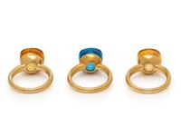 COLLECTION OF YELLOW GOLD AND MULTIGEM STACKING RINGS