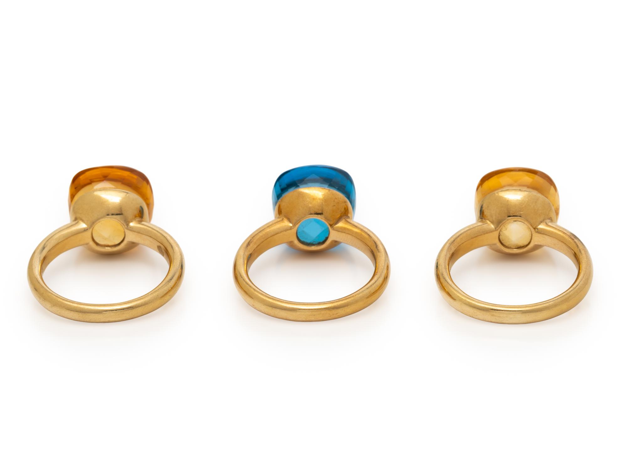 COLLECTION OF YELLOW GOLD AND MULTIGEM STACKING RINGS
