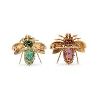 COLLECTION OF YELLOW GOLD AND GEMSTONE BEE PENDANT/BROOCHES