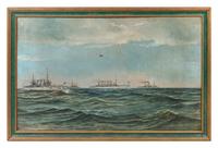 Leon Lundmark, (American, 1875-1942), Naval Ships at Sea, 1907