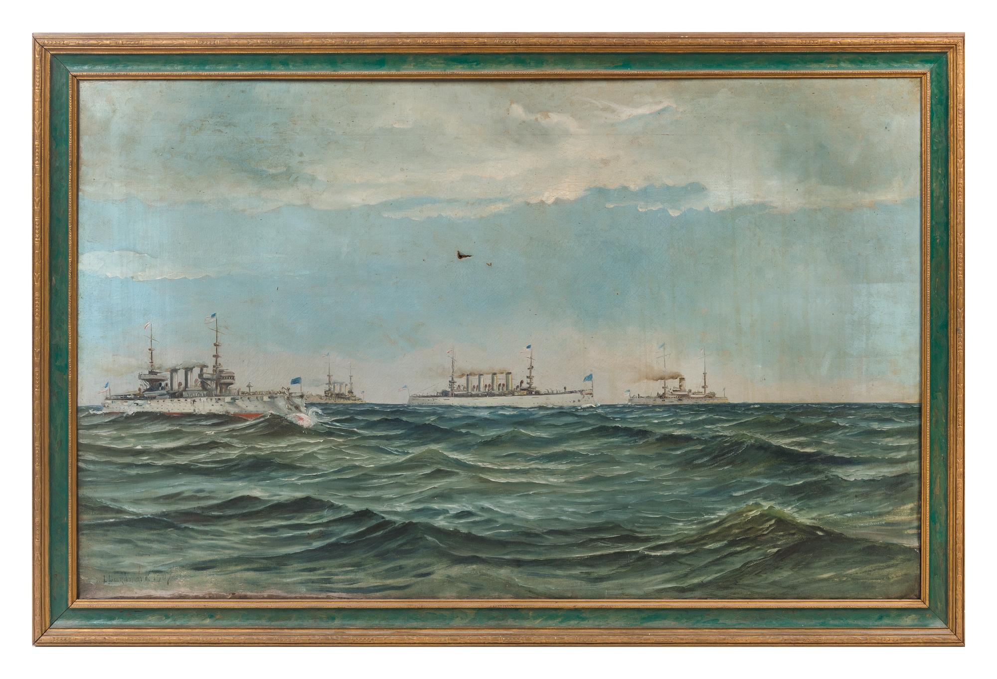 Leon Lundmark, (American, 1875-1942), Naval Ships at Sea, 1907