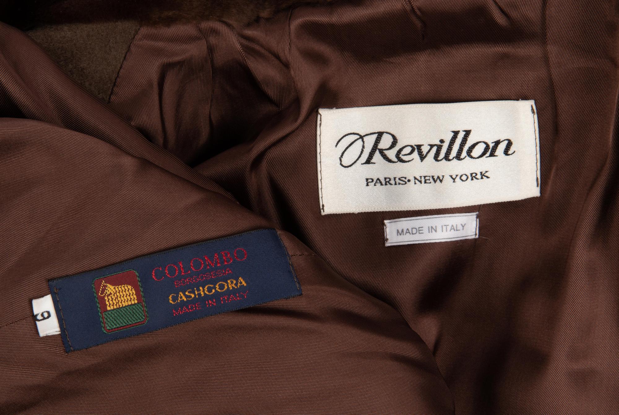 Revillon Brown Wool Coat with Brown Sheared Mink Trim, 2000-10s