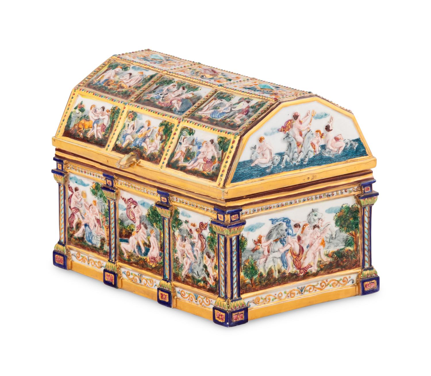 A Capodimonte Style Porcelain Table Casket