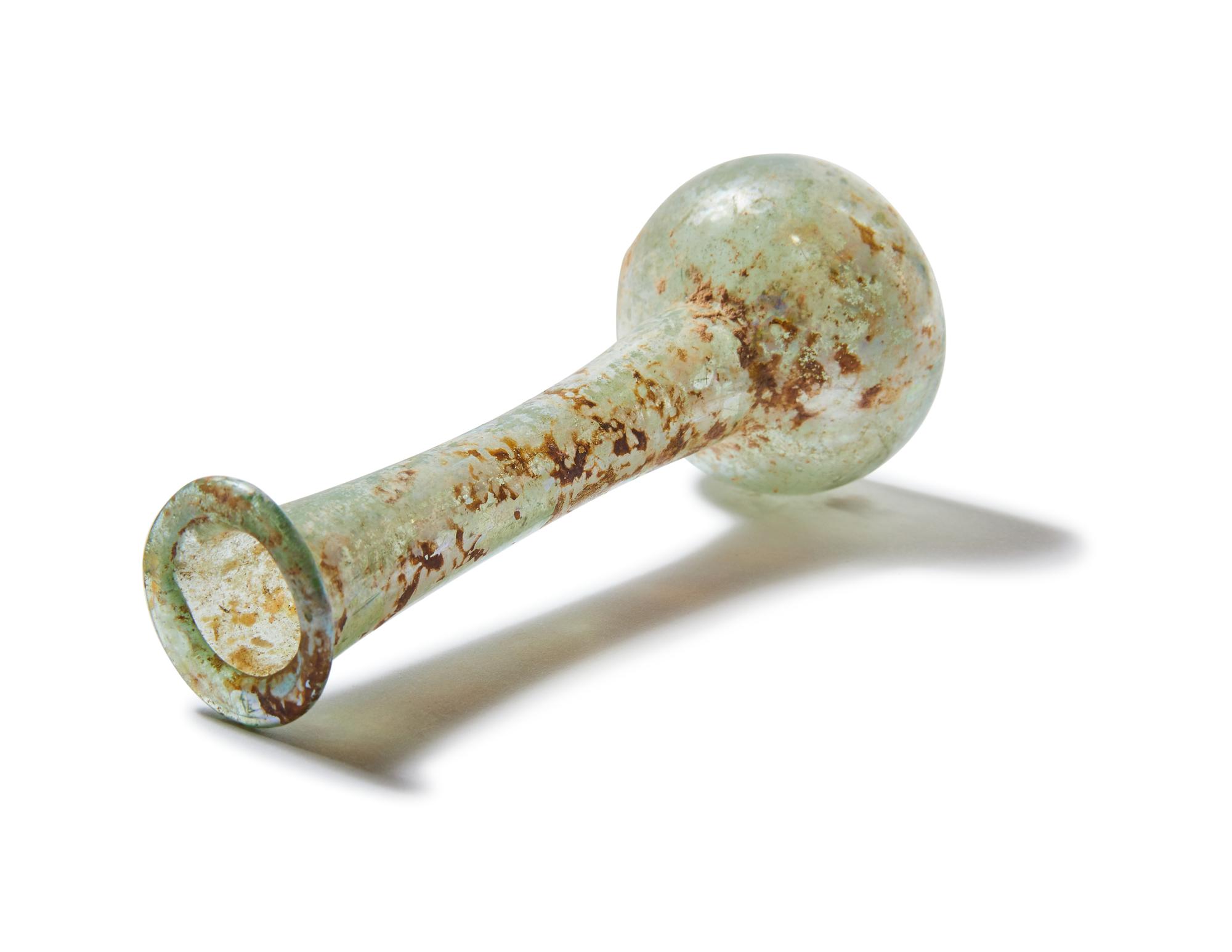 A Roman Green Glass Unguentarium