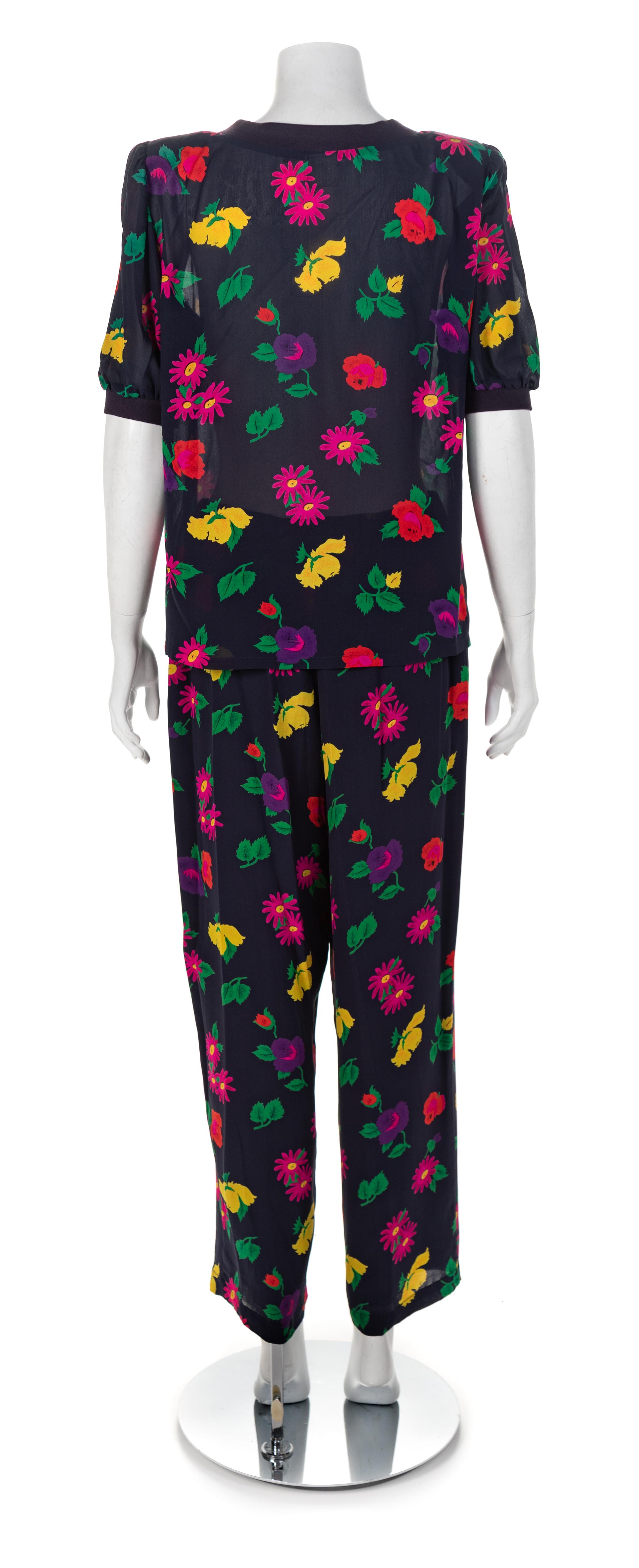 Emanuel Ungaro Two-Piece Floral Pant Suit, 1980-90s