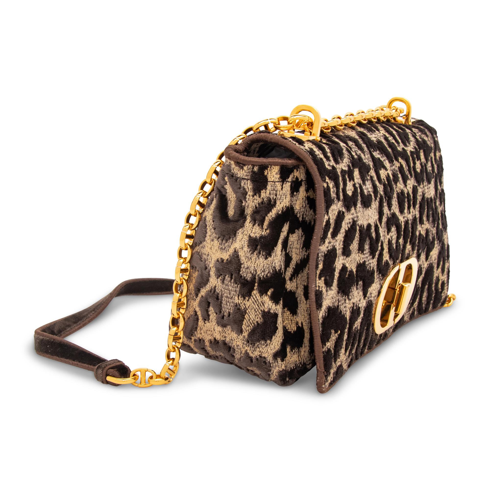 CHRISTIAN DIOR, CARO BAG IN VELVET LEOPARD JACQUARD