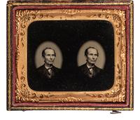[EARLY PHOTOGRAPHY]. Unusual sixth plate tintype featuring two portraits of the same gentleman.