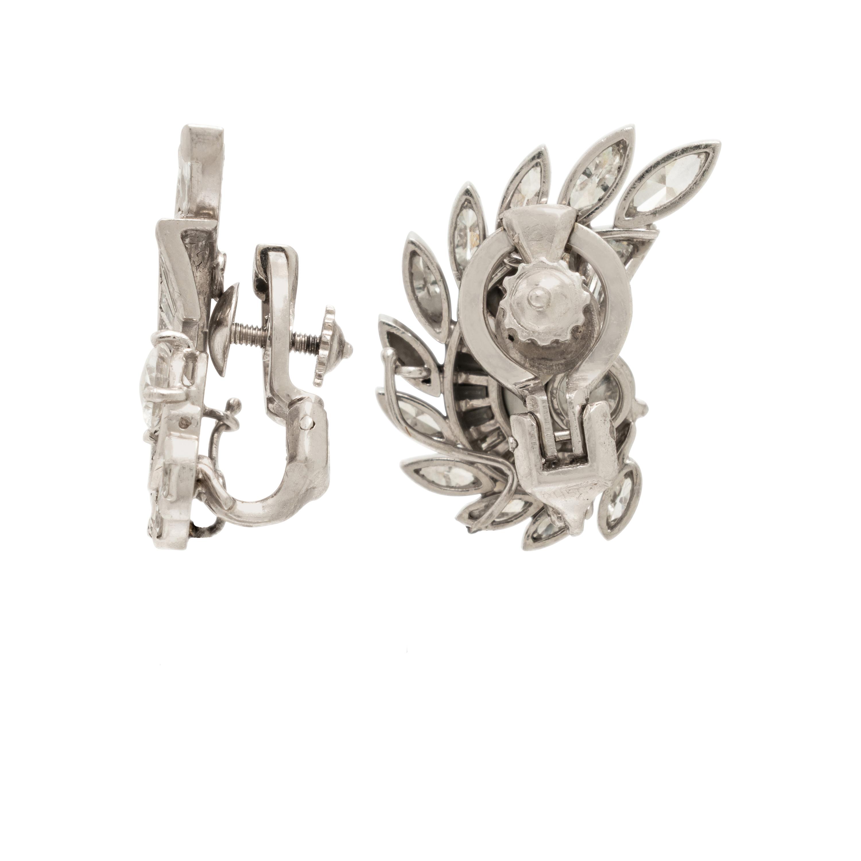 Diamond and Platinum Drop Earrings
