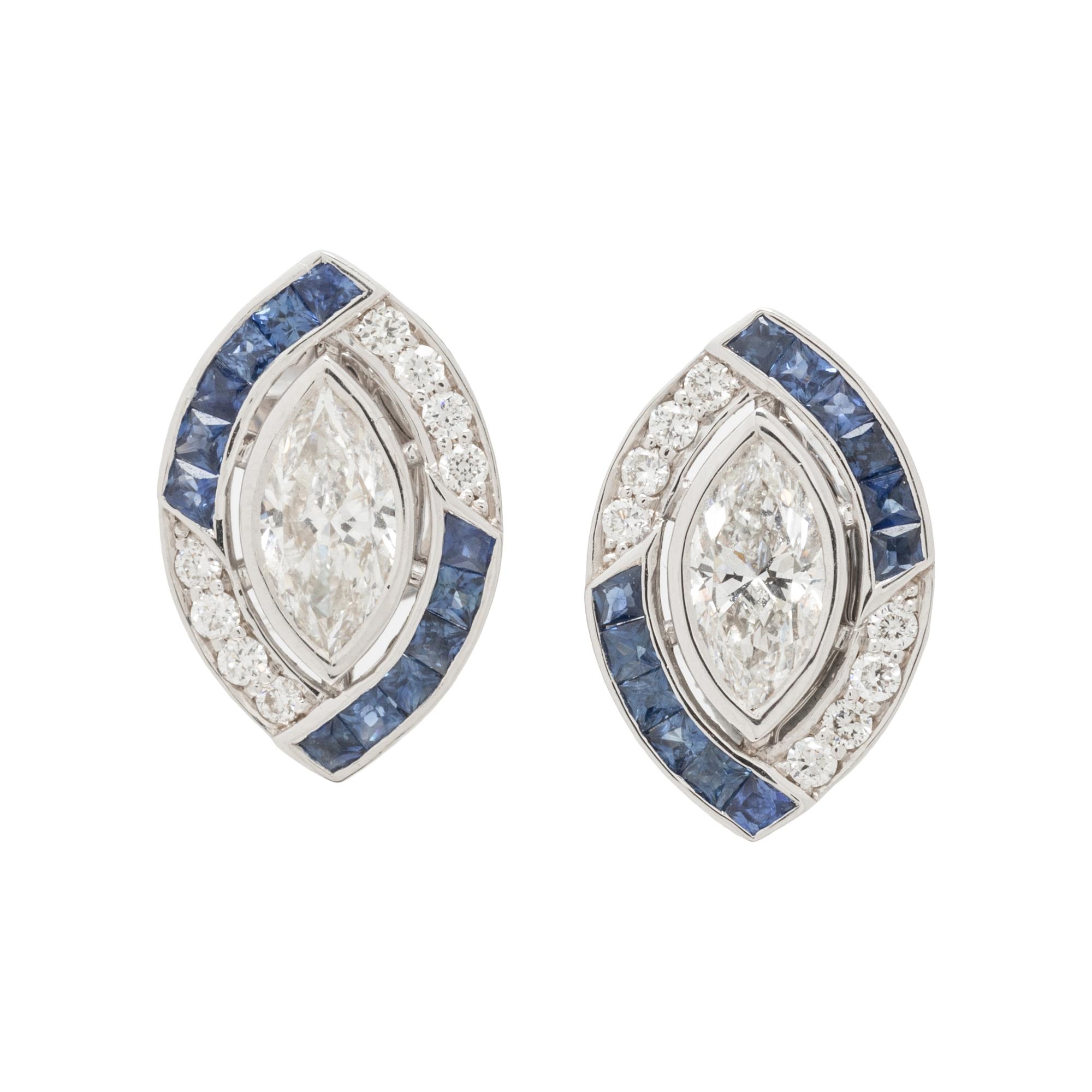WHITE GOLD, DIAMOND, AND SAPPHIRE EARRINGS