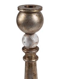 A Pair of Contemporary Rock Crystal and Silvered Bronze Candlesticks